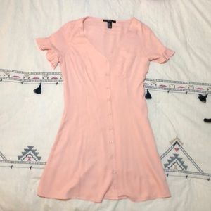 Forever 21 pink shirt dress with ruffled sleeves